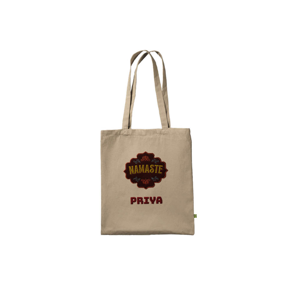 Personalized Namasta Tote Bag – Mother's Day Special with Embroidered Design